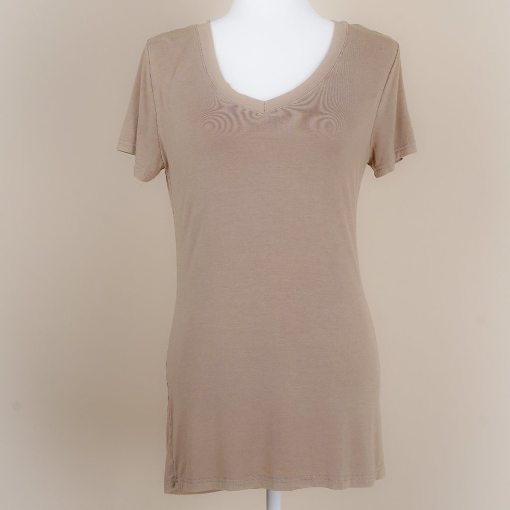 Beige Latte Soft V-Neck Top